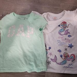 GAP Mint Green Floral Logo Tee Size 6-7 And 365 Kids Size 7 Tee...lot Of 2